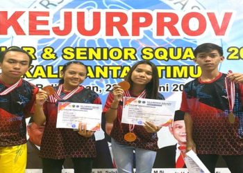 Tim Squash Kutim Sukses Bawa Pulang 4 Medali Perunggu