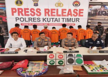 Berantas Perjudian, Polres Kutim Amankan 9 Pelaku Judi Online, Dadu dan Bola-bola