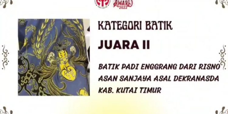 Ikut Dekranasda Kaltim Award 2022, Batik Padi Enggrang Kutim Rebut Juara 2