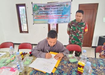 Babinsa Koramil 0909-03 Muara Wahau Hadiri Rapat Pra Musrenbang Desa